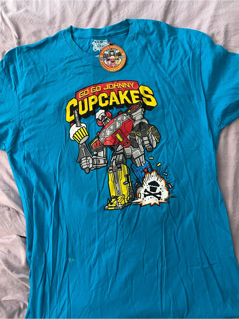 Johnny Cupcakes Blue Graphic Tee - power rangers Cupcake collaboration
